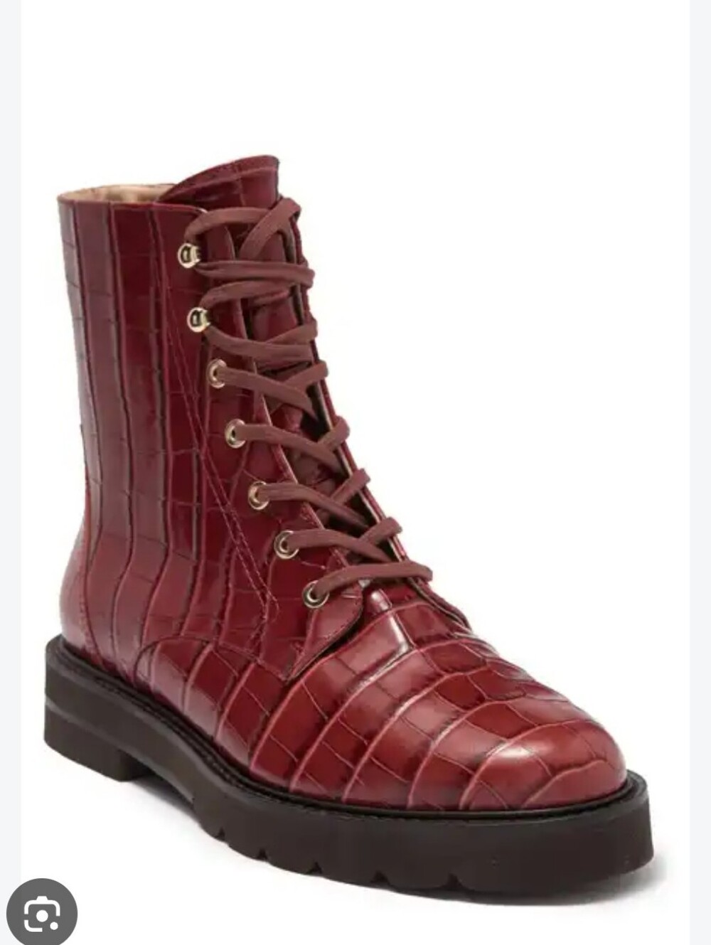 STUART WEITZMAN☆Mila Croc- Effect leather Combat Boots